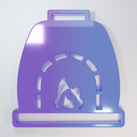 Purple-blue Blacksmith oven icon isolated on gray background. Minimalism concept. 3D render illustration.の写真素材
