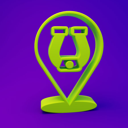 Green Horseshoe icon isolated on purple-blue background. Minimalism concept. 3D render illustration.の写真素材