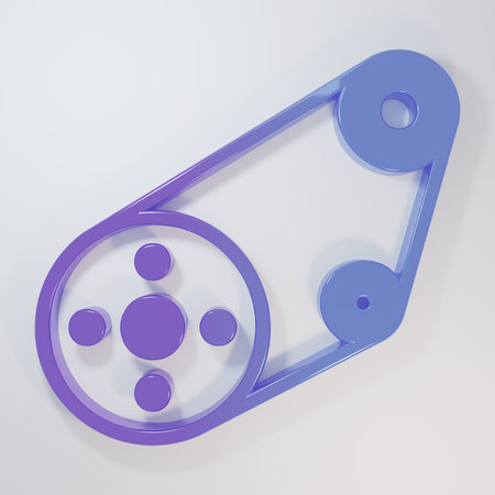 Purple-blue Timing belt kit icon isolated on gray background. Minimalism concept. 3D render illustration.の写真素材