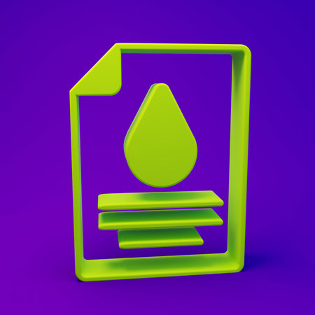 Green Contract money and pen icon isolated on purple-blue background. Banking document dollar file finance money page. Minimalism concept. 3D render illustration.の写真素材