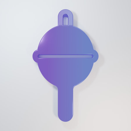 Purple-blue Fishing float icon isolated on gray background. Fishing tackle. Minimalism concept. 3D render illustration.の写真素材
