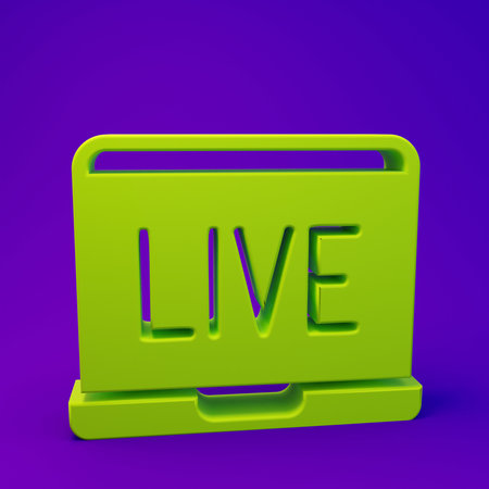 Green Online poker table game icon isolated on purple-blue background. Online casino. Minimalism concept. 3D render illustration.の写真素材