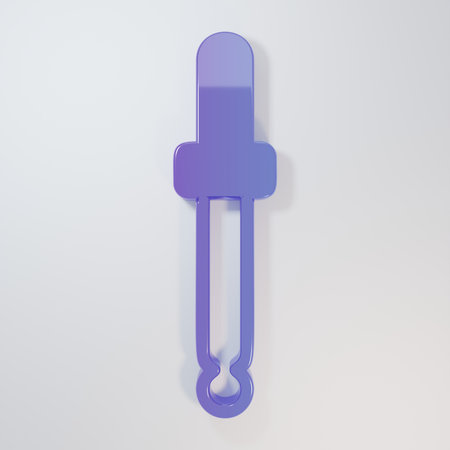 Purple-blue Eyedropper color picker palette icon isolated on isolated on gray background. Minimalism concept. 3D render illustration.の写真素材