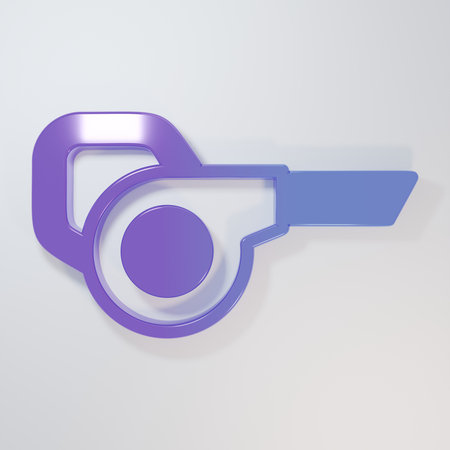 Purple-blue Leaf garden blower icon isolated on gray background. Minimalism concept. 3D render illustration.の写真素材