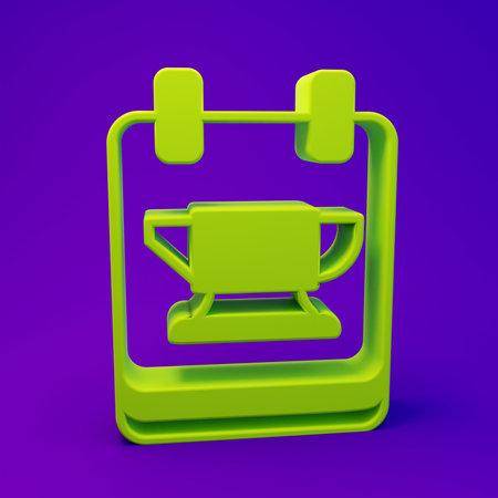 Green Blacksmith anvil tool icon isolated on purple-blue background. Metal forging. Forge tool. Minimalism concept. 3D render illustration.の写真素材