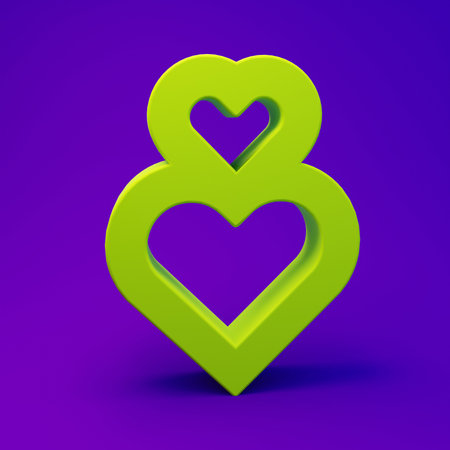 Green Heart icon isolated on purple-blue background. Romantic symbol linked, join, passion and...