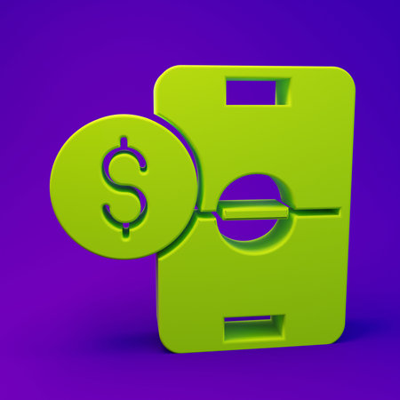 Green Soccer football betting money icon isolated on purple-blue background. Football bet bookmaker. Soccer betting online make money. Minimalism concept. 3D render illustration.の写真素材
