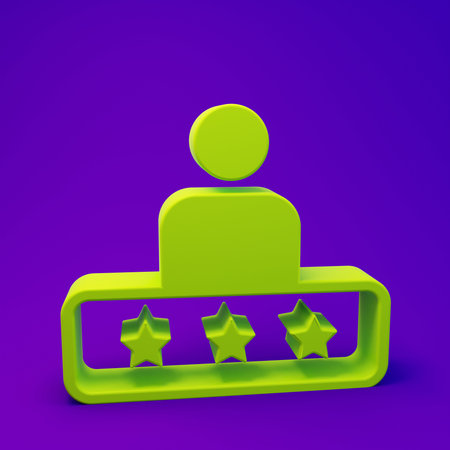 Green Taxi service rating icon isolated on purple-blue background. Minimalism concept. 3D render illustration.の写真素材