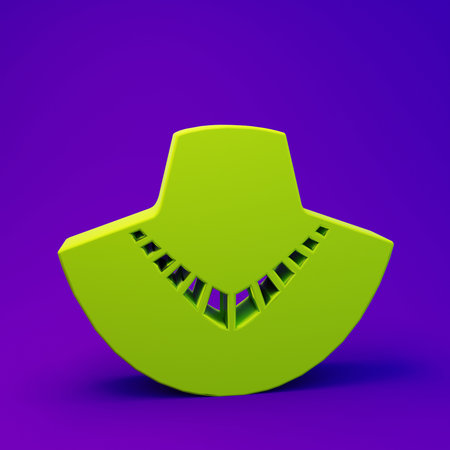 Green Necklace on mannequin icon isolated on purple-blue background. Minimalism concept. 3D render illustration.の写真素材
