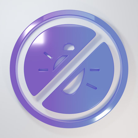 Purple-blue Stop colorado beetle icon isolated on gray background. Minimalism concept. 3D render illustration.の写真素材