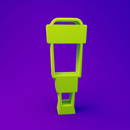 Green Spyglass telescope lens icon isolated on purple-blue background. Sailor spyglass. Minimalism concept. 3D render illustration.の写真素材