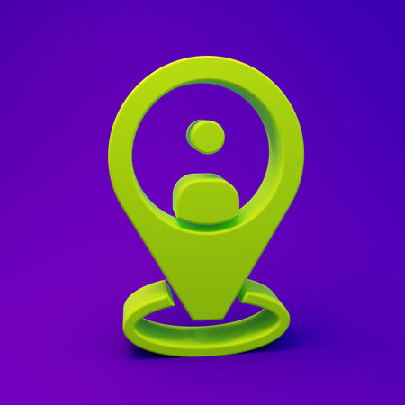 Green Taxi client icon isolated on purple-blue background. Minimalism concept. 3D render illustration.の写真素材