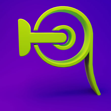 Green Toilet paper roll icon isolated on purple-blue background. Minimalism concept. 3D render illustration.の写真素材