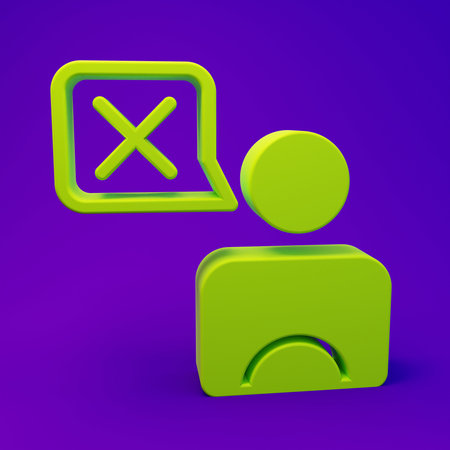 Green Taxi driver icon isolated on purple-blue background. Minimalism concept. 3D render illustration.の写真素材