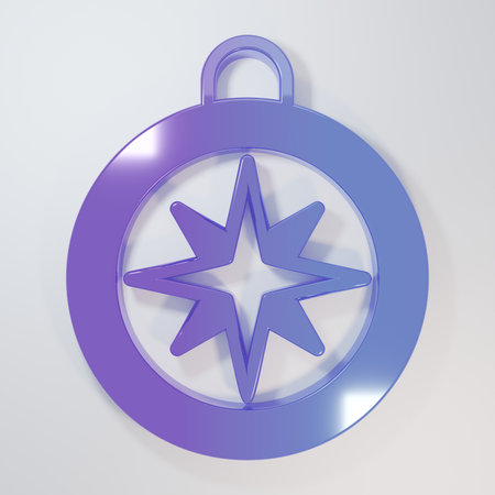 Purple-blue Compass icon isolated on gray background. Windrose navigation symbol. Wind rose sign. Minimalism concept. 3D render illustration.の写真素材