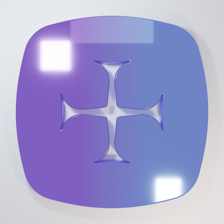 Purple-blue Crusade icon isolated on gray background. Minimalism concept. 3D render illustration.の写真素材