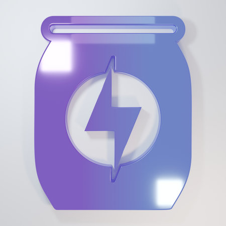Purple-blue Energy drink icon isolated on gray background. Minimalism concept. 3D render illustration.の写真素材