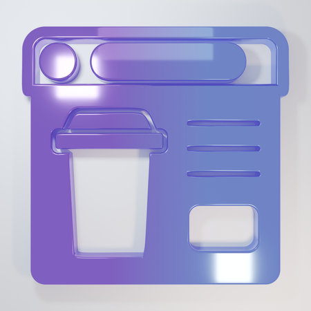 Purple-blue Online ordering and fast food delivery icon isolated on gray background. Minimalism concept. 3D render illustration.の写真素材