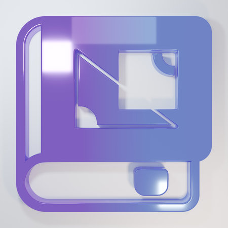 Purple-blue Book about geometry icon isolated on gray background. Minimalism concept. 3D render...