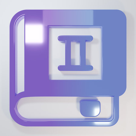 Purple-blue Book icon isolated on gray background. Second volume. Minimalism concept. 3D render illustration.の写真素材