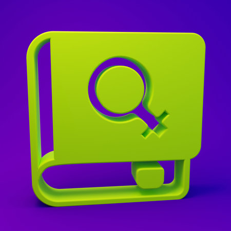 Green Book about women icon isolated on purple-blue background. 8 March. International Happy Women's Day. Minimalism concept. 3D render illustration.の写真素材