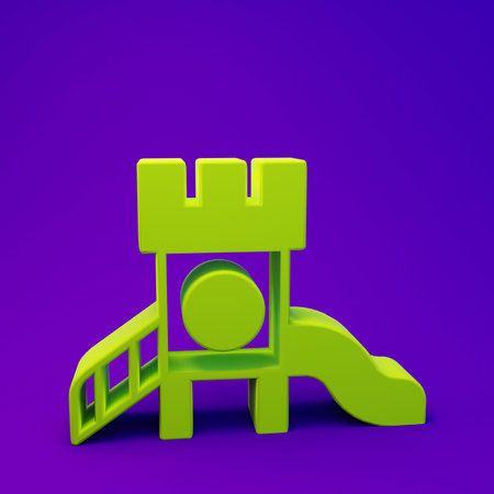 Green Slide playground icon isolated on purple-blue background. Children's slide. Minimalism...