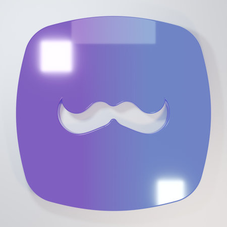 Purple-blue Mustache icon isolated on gray background. Barbershop symbol. Facial hair style. Minimalism concept. 3D render illustration.の写真素材