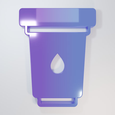 Purple-blue Water filter cartridge icon isolated on gray background. Minimalism concept. 3D render illustration.の写真素材