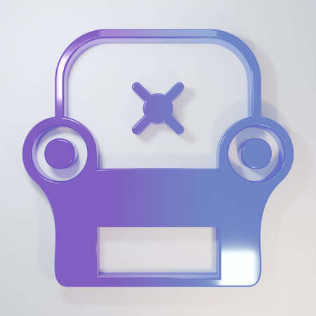 Purple-blue Armchair icon isolated on gray background. Minimalism concept. 3D render illustration.の写真素材