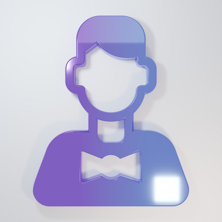 Purple-blue Casino dealer icon isolated on gray background. Casino croupier. Minimalism concept. 3D render illustration.の写真素材