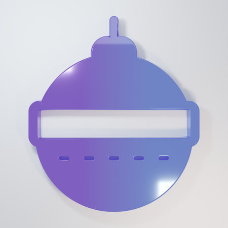 Purple-blue Christmas ball icon isolated on gray background. Merry Christmas and Happy New Year. Minimalism concept. 3D render illustration.の写真素材