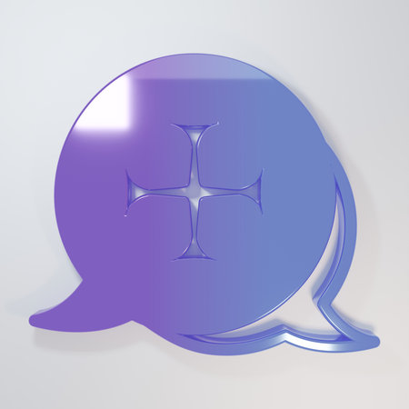 Purple-blue Crusade icon isolated on gray background. Minimalism concept. 3D render illustration.