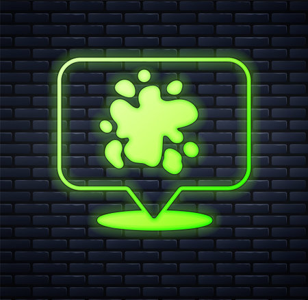 Glowing neon Paint spray icon isolated on brick wall background. Vector.のイラスト素材