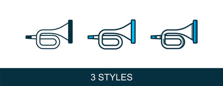 Filled outline Musical instrument trumpet icon isolated on white background. Vector.のイラスト素材