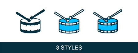Filled outline Drum with drum sticks icon isolated on white background. Music sign. Musical instrument symbol. Vector.のイラスト素材
