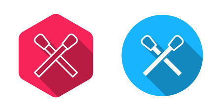 Filled and outline Burning match with fire icon isolated with long shadow background. Match with fire. Matches sign. Vector.のイラスト素材
