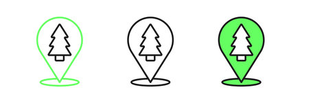 Set line Christmas tree icon isolated on white background. Merry Christmas and Happy New Year. Vector.のイラスト素材