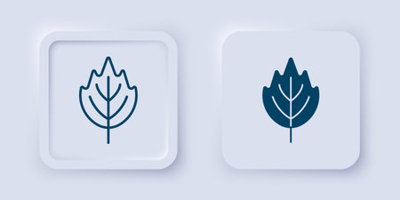 Filled and outline Leaf icon isolated on gray background. Leaves sign. Fresh natural product symbol. Square button. Vector.のイラスト素材