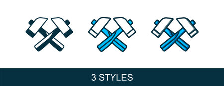 Filled outline Crossed hammer icon isolated on white background. Tool for repair. Vector.のイラスト素材