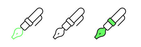 Set line Fountain pen nib icon isolated on white background. Pen tool sign. Vector.のイラスト素材