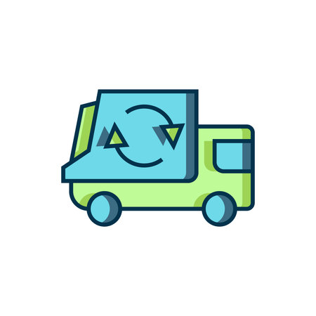 Filled outline Garbage truck icon isolated on white background. Flat filled outline style with shadow. Vector.のイラスト素材