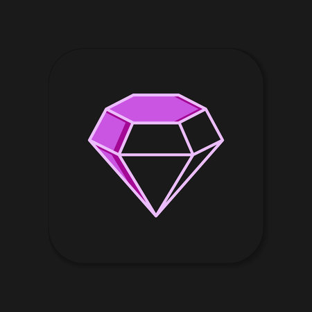 Filled outline Diamond icon isolated on black background. Jewelry symbol. Gem stone. Flat filled outline style with shadow. Vector.のイラスト素材