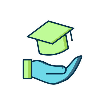Filled outline Education grant icon isolated on white background. Tuition fee, financial education, budget fund, scholarship program, graduation hat. Flat filled outline style with shadow. Vector.のイラスト素材