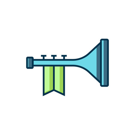 Filled outline Trumpet icon isolated on white background. Musical instrument. Flat filled outline style with shadow. Vector.のイラスト素材