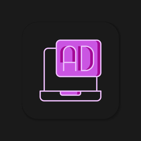 Filled outline Advertising icon isolated on black background. Concept of marketing and promotion process. Responsive ads. Social media advertising. Flat filled outline style with shadow. Vector.のイラスト素材
