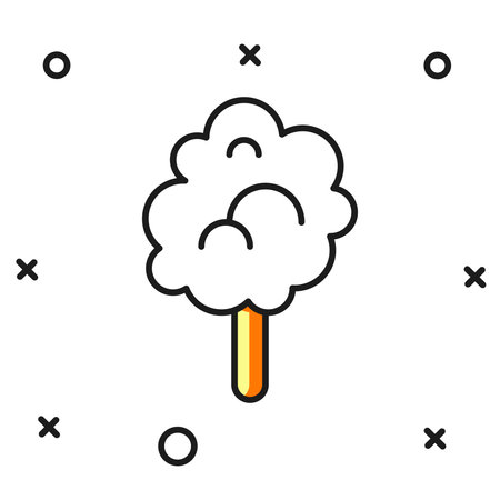 Filled outline Cotton candy icon isolated on white background. Flat filled outline style with shadow. Vector.のイラスト素材