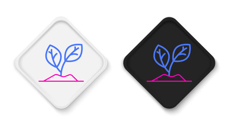 Line Sprout icon isolated on white background. Seed and seedling. Leaves sign. Leaf nature. Colorful outline concept. Vector.のイラスト素材