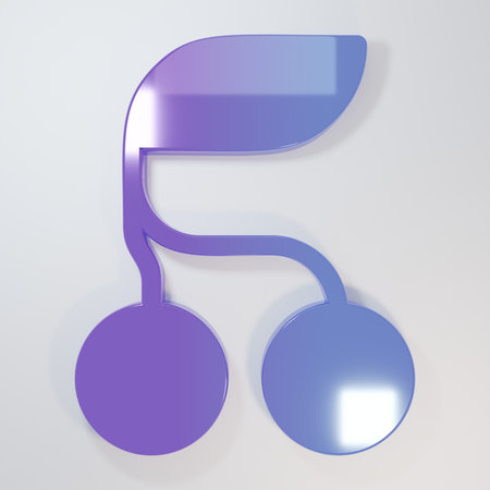 Purple-blue Fresh summer berries icon isolated on gray background. Berry fruit. Minimalism concept. 3D render illustration.の写真素材