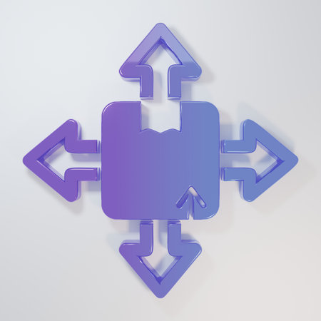 Purple-blue Carton cardboard box icon isolated on gray background. Box, package, parcel sign....
