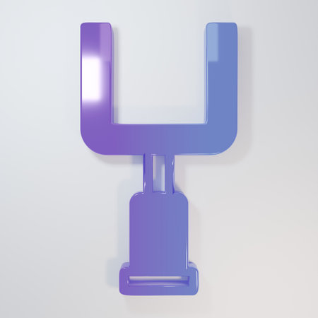 Purple-blue American football goal post icon isolated on gray background. Minimalism concept. 3D...